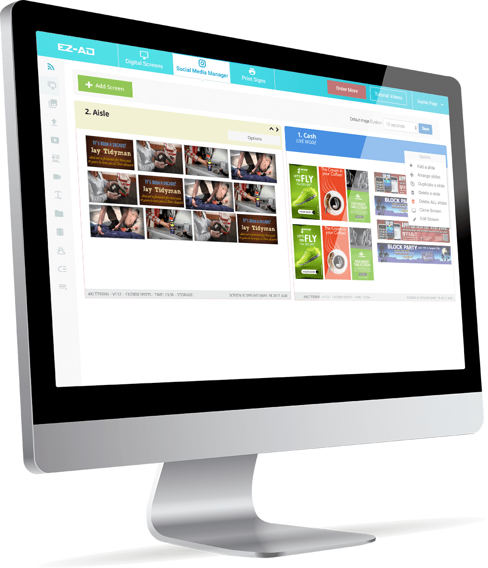 Create Own Playlist in-store digital signage screen with promotional content