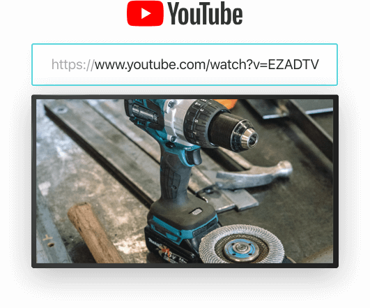 Youtube Loader in-store digital signage screen with promotional content