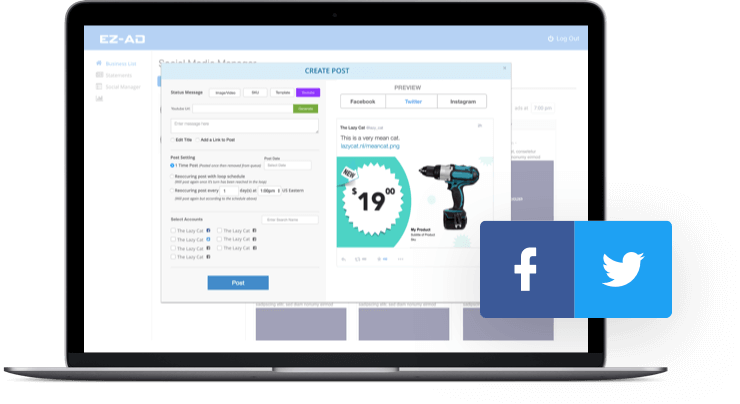 Social Media Manager in-store digital signage screen with promotional content